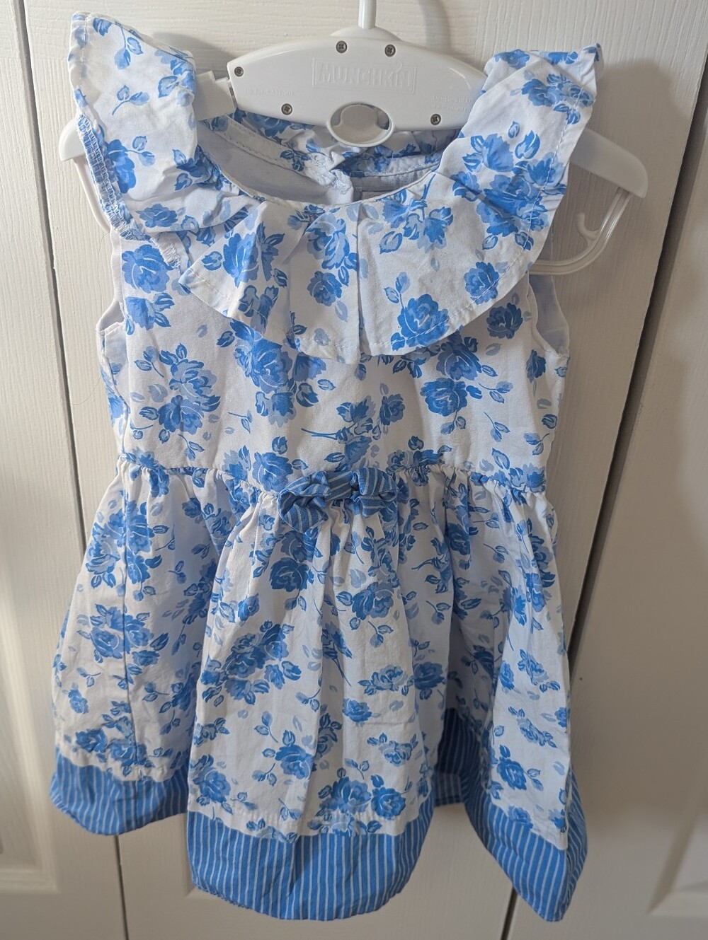 Nanette Kids Blue Floral Ruffle Sundress for Girls - Sleeveless Casual Dress